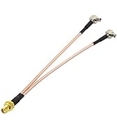 Bingfu 4G LTE Antenna Adapter Splitter SMA Female to Dual TS9 Connector Coaxial Pigtail Cable 6 i...