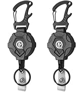 QuickHook Retractable Keychain Badge Holder with Carabiner &amp; Bottle Opener – 2 Pack Heavy Duty Ke...