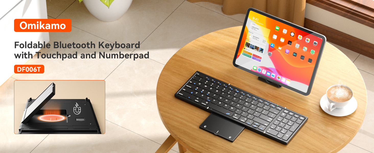 Foldable Bluetooth Keyboard with Touchpad &amp;amp; Number Pad