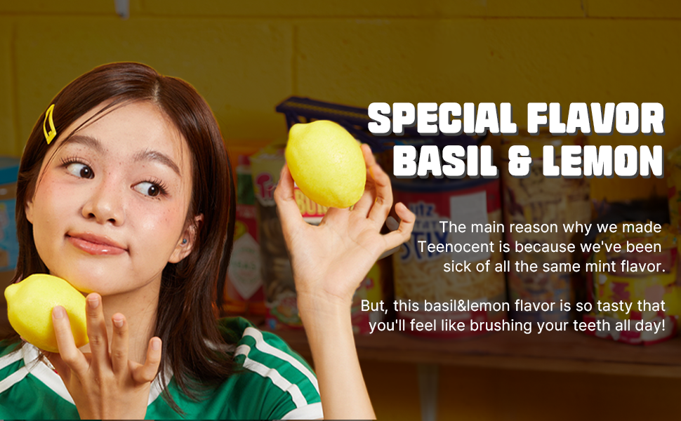 Fun Taste, Fun Flavor, Teenocent&amp;#39;s basil &amp;amp; lemon flavor offers a refreshing break from mint