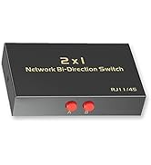 RJ45 Network Switch Selector 2x1/1x2, 2 Port Network Hub 10/500M Metal Housing