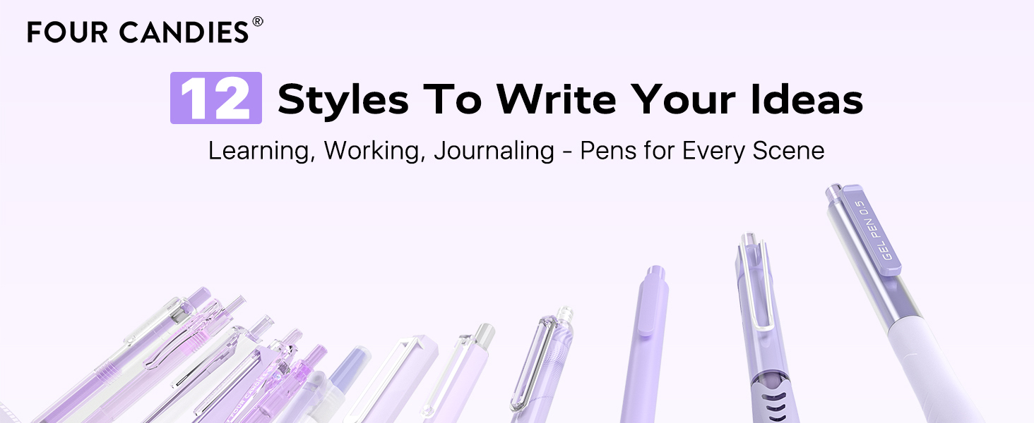 Four Candies 12 Styles Pen Set PURPLE