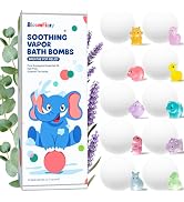 BloomFizzy Soothing Vapor Bath Bombs for Kids with Surprise Toys Inside, Eucalyptus &amp; Lavender Es...