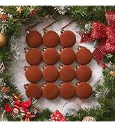 Brightown 15 Pcs Brown Velvet Christmas Balls, 3.15 Inch Velvet Ornaments for Christmas Tree, Chr...
