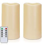 Amagic Waterproof Flameless Candles, Outdoor LED Pillar Candle Set of 2 | 3" x 6" ivory battery c...