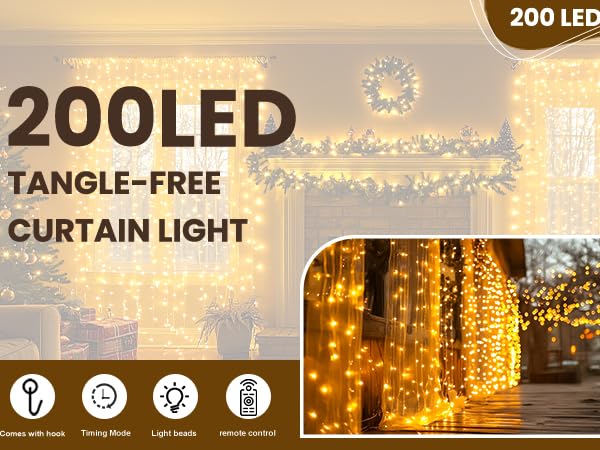 tangle free curtain lights