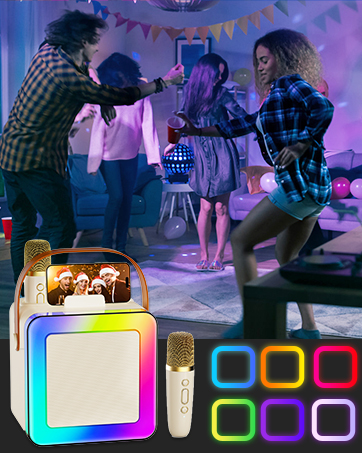 karaoke machine with colorful lights