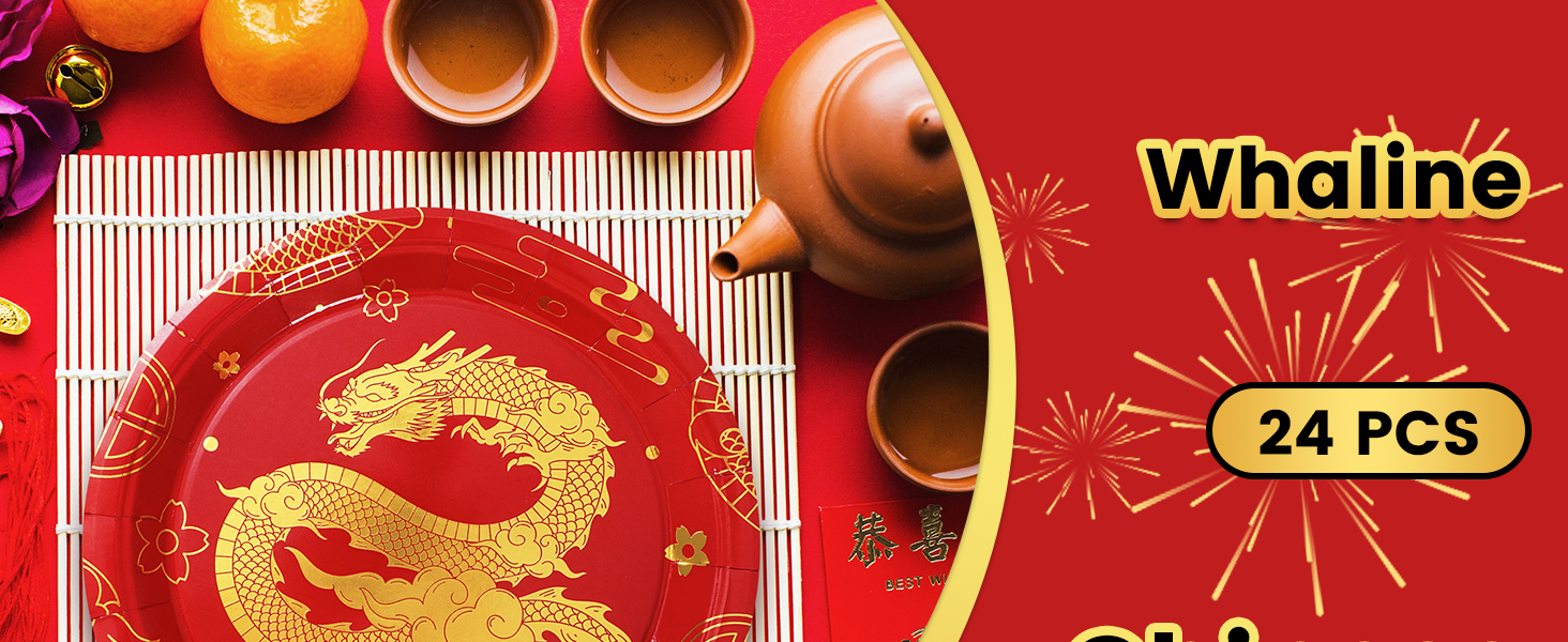 24Pcs Chinese New Year Paper Plates