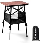 Odoland Folding Camping Table, Adjustable Height Portable Lightweight Mini Beach Table with Stora...