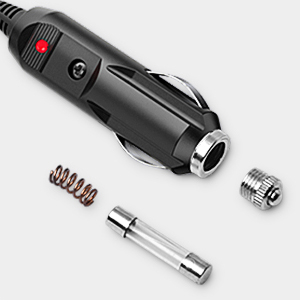 Car air pump with replacement fuse