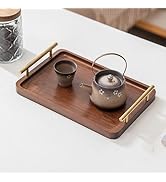 XZHXFX Bamboo Serving Tray with Gold Handles - Decorative Food Tray for Breakfast, Coffee Table, ...