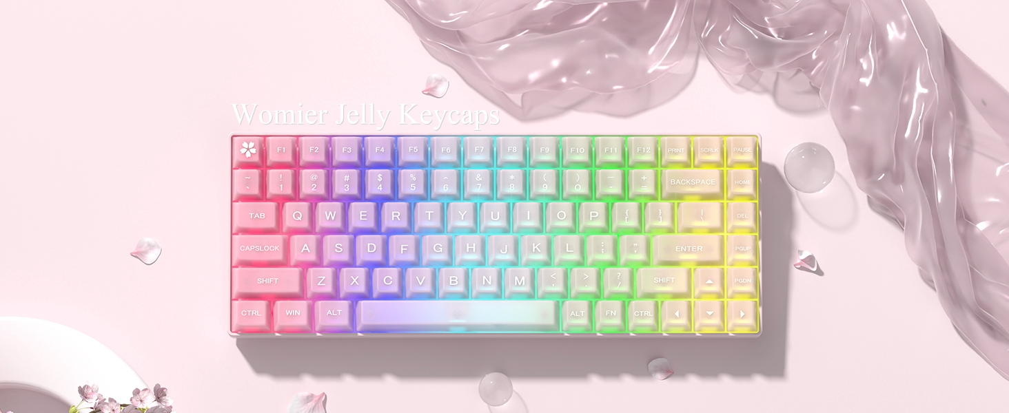 Keyboard Keycaps Jelly, Clear Cute Keycaps, Transparent Pink Custom Key Cap