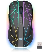 Rii RM200 2.4G Wireless Mouse with USB Nano Receiver, 5 Buttons Rechargeable Mouse,Colorful Backl...