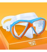 Kids Snorkel Diving Mask 180° Anti-Fog Child Swim Mask, Tempered Glass Swim Goggles with Nose Cov...