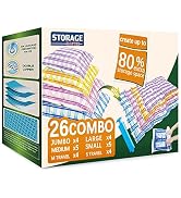 26 Space Saver Vacuum Storage Bags for Clothes, Airtight Vacuum Sealed Space Saver Bags for Blank...