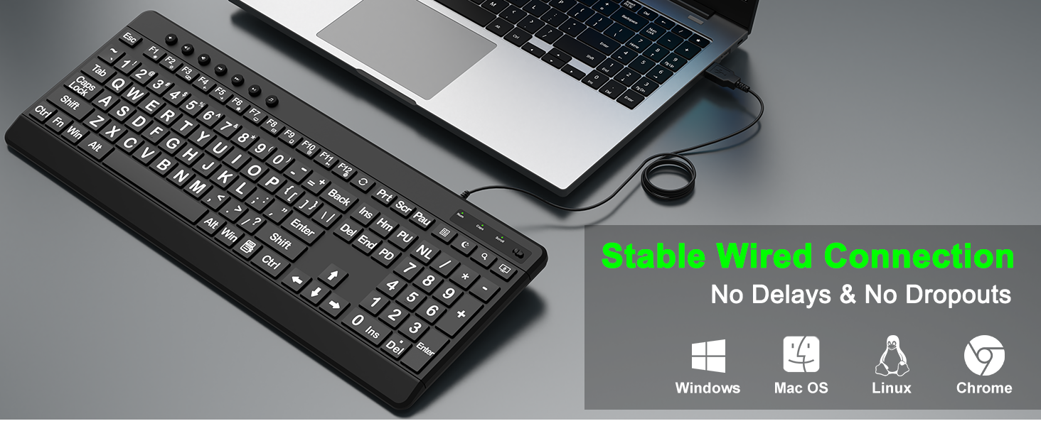 Keyboard Large Print Keyboard Ergonomic Keyboard Large Key Wrist Rest quiet