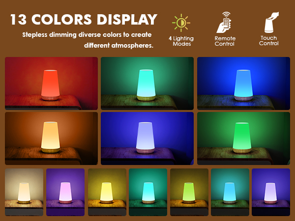 Auxmir LED Night Light Bedside Lamp Touch and Remote Control