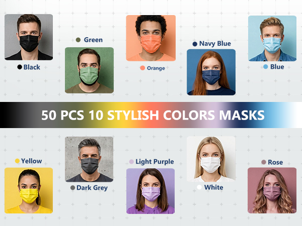 fashion 10 colors coloful face masks men women adults green pink black white blue yellow purple