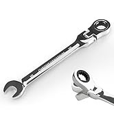 Egofine 10mm Ratchet Wrench Flex Head, Ratcheting Combination Wrench Metric, Industrial Grade Gea...