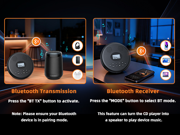 portable cd player bluetooth with speaker