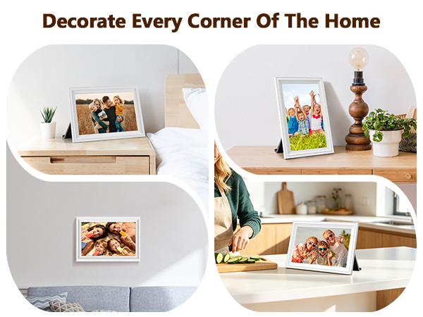 Digital photo frame for home decor, suitable for bedroom, living room, kitchen and office