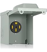 PAULINN RV Outlet Nema 14-50R Box, 50 Amp 125/250 Volt RV Plug w/Anti-Theft Lockable Swing Cover,...