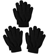 Glooarm 3 Pairs Kids Gloves Winter Gloves Thick Cashmere Magic Gloves Knit Stretchy Warm Gloves B...