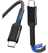 100W USB C Cable 3ft Nylon Braided Reinforced Connector w/Secure Grip Anti-Slip Tread 45W/60W/96W...