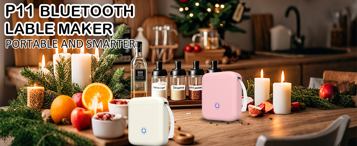 Label Maker Machine with Tape 300DPI Bluetooth Label Printer Portable Thermal Printer Sticker Maker