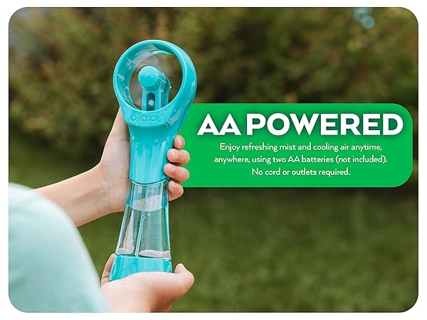 O2Cool Elite Misting Fan Teal AA Powered