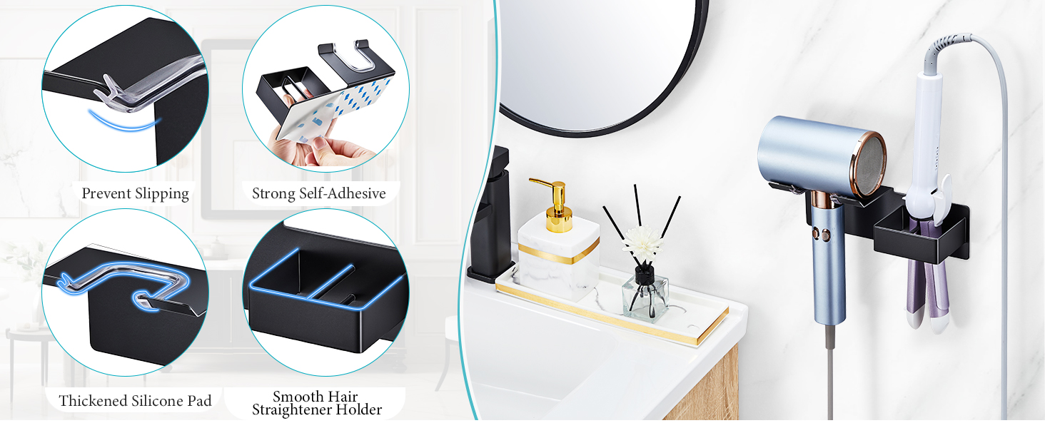 hair dryer and straightener holder