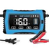 16 AMP Battery Charger, 6V/12V/24V Smart Car Battery Charger, Trickle Charger, Fully Automatic Ch...