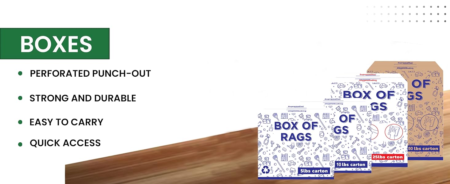 SupremePlus Recycled White Knit Rags are available in compressed boxes of different sizes