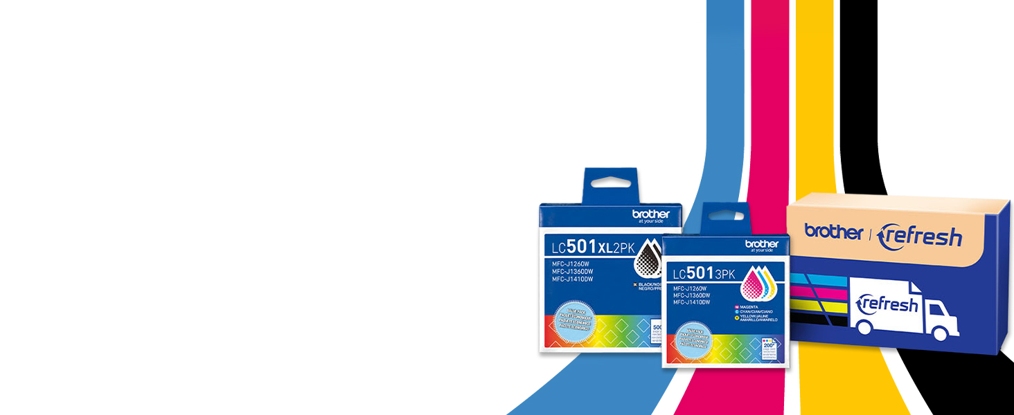 Brother Genuine LC5013PK three-pack color, LC501XL2PK two-pack black printer ink cartridges