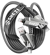 SHEZI [Upgraded 4 in 1 60W 10FT USB C Cable Lightning Cable, Nylon Braided Fast Charging iPhone i...