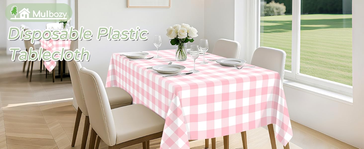 Pink Gingham Tablecloth