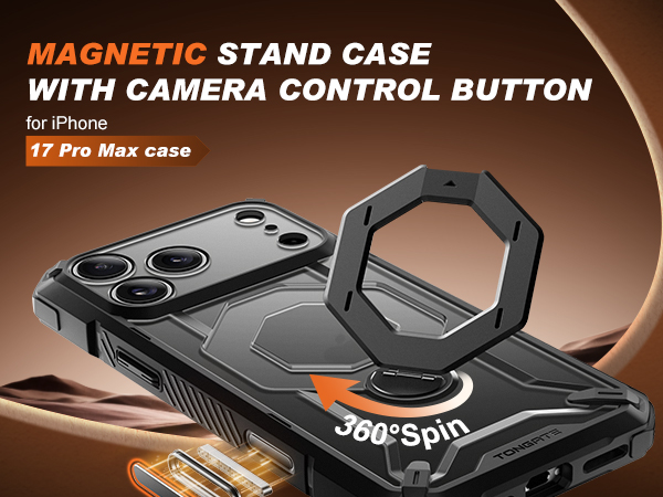 magnetic stand 17 pro max case with camera control button