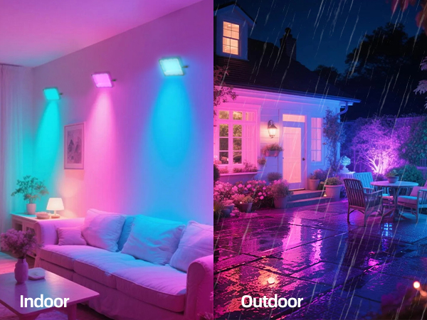 RGB flood light for indoor and outdoor use, creating colorful, vibrant atmospheres