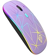 LED Wireless Mouse for Laptop,Slim Bluetooth Mouse with USB Receiver and Type C Adapter,3 Adjusta...