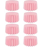 8 Pack Pink Round Tablecloth 90 Inch Valentine’s Day Table Cloth for Round Tables, Washable Polye...
