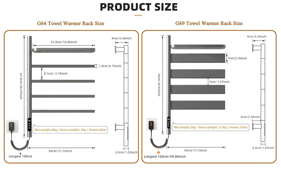 Heated Towel Rack Size