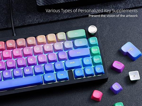 PBT Keycaps, Gradient Custom Cute Keycaps for Mechanical Keyboard MOA Profile Keycap