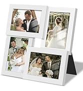 DUENPY 4x6 Collage Picture Frame Tempered Glass Front, Displays Four 4x6 Photo, Family Photo Coll...