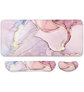 Auhoahsil Large Mouse Pad with Wrist Support Set of 3, Memory Foam Keyboard Wrist Rest + XXL Exte...