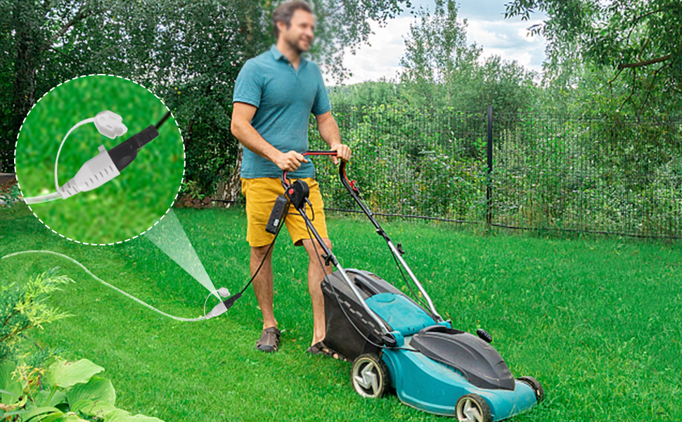 Garden Low Profile Flat Plug 3 Prong Grounded Extension Cord,