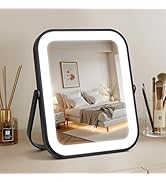 Bearolve Rechargeable Vanity Mirror with Lights, 10"×8" Makeup Mirror with Lights, 1500mAH Batter...