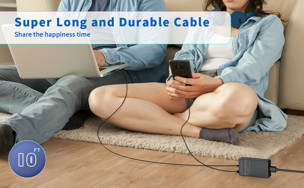 Additional USB Port and 6ft Power Cord