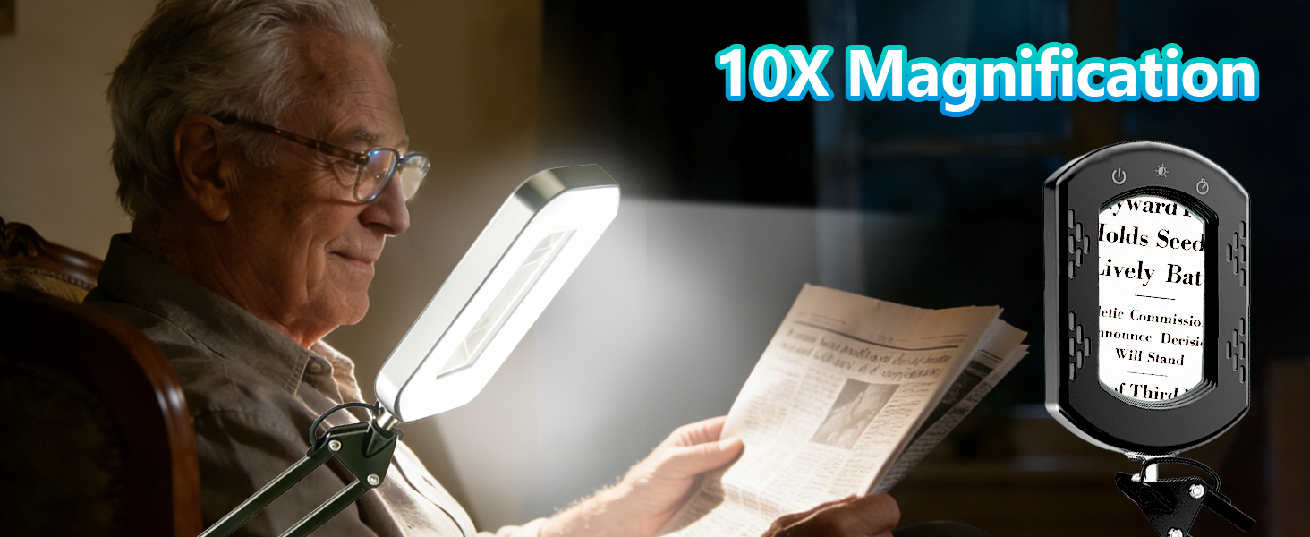 Desk magnifying lamp magnifying glass with light for crafts with Square stand clamp