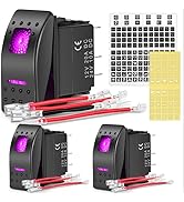 Nilight 3 Pack Rocker Switches with Night Glow Stickers ON OFF 5 PIN SPST Rocker Switches with pu...