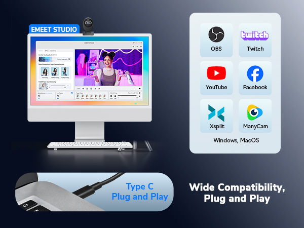 Broad Compatibility EMEET Piko webcam 4K